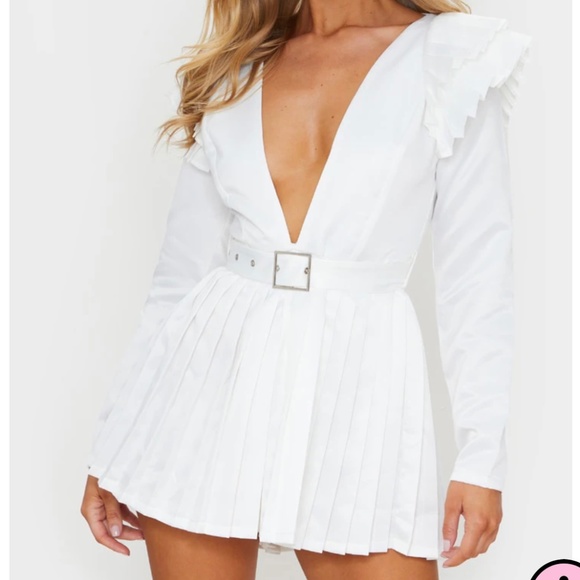 White Satin Playsuit - Picture 1 of 3